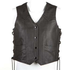    River Road Womens Plain Leather Vest   2X Large/Black Automotive