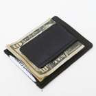 BLACK LEATHER STRONG MONEY CLIP Credit Thin Wallet 340