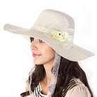 Luxury Lane Womens White Floppy Flower Sun Hat with Chin Tie