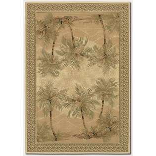 10 Runner Area Rug Palm Tree Print in Sand Color  Couristan 