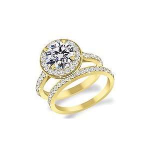   Engagement Ring with Pave Diamonds and a Matching Pave Eternity Band