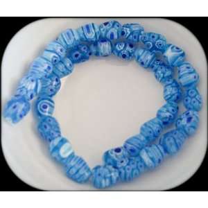    12mm Blue Teardrop Millefiori Glass Beads 16 