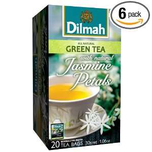 Dilmah Green Tea with Jasmine Petals, 2.87 Ounce Boxes (Pack of 6)