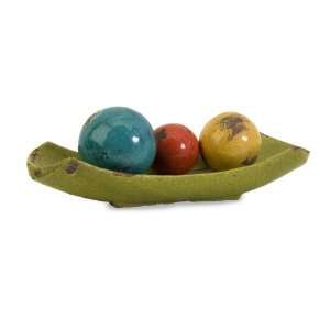   Decorative Ceramic Ball Sphere in Tray   Set of 4