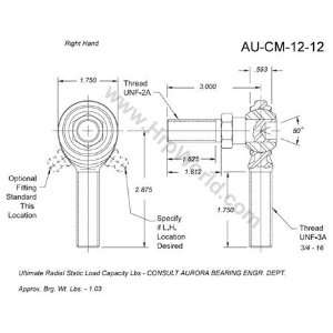   Bearing Company CM 12 12; .757 Bore  3/4 16 Thread Automotive