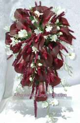   BRIDAL Cascade BOUQUET Silk Wedding FLOWERS Calla Lily Orchids  