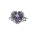   White Gold 1/5 ct. Diamond and 5 1/4 ct. Heart Shaped Amethyst Ring