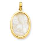 goldia 14k Gold Oval Mother of Pearl Angel Pendant