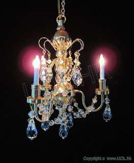 Miniature 3 arm crystal chandelier for 112 scale doll house  