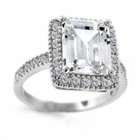   Sterling Silver Asscher Emerald Cut 3 Carat Engagement Ring   5