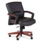 HON 5000 Series Mid Back Chair, Mahogany/Black Leather