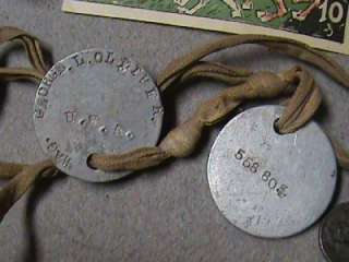   WW1 U.S. Army Military Pins Bring Backs German Money Dog Tags  