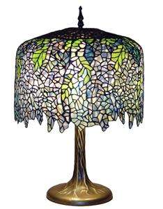 WISTERIA Stained Glass Tiffany Style Table Desk Lamp Retail $ 2200 NEW 