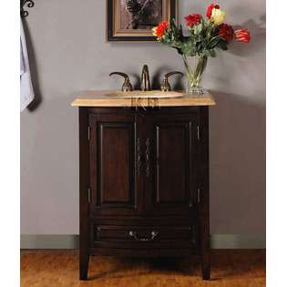   Bathroom Vanity Single Sink Cabinet (Dark Walnut Finish) 