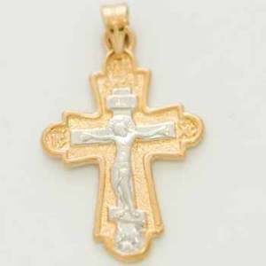 Nice Gold Filled Russian cross orthodox pendant 2 tone  