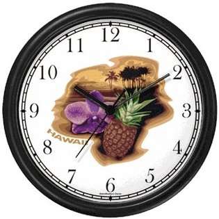 WatchBuddy Tropical Beach Sunset   Hawaiian Theme Wall Clock by 