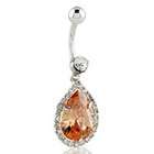   July Birthstone Drop Button Navel Body Jewelry Dangles Belly Ring