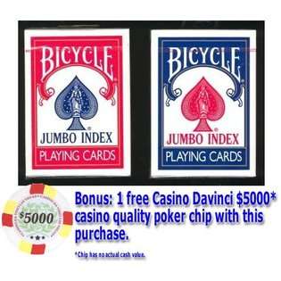 Las Vegas Poker Chips Bicycle Jumbo Index Playing Cards   6 Decks at 