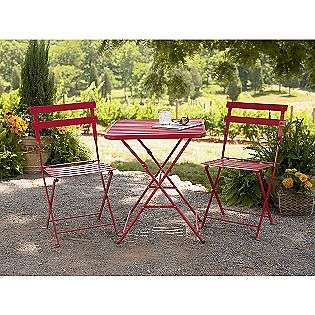 French Bistro Steel Table   Red  Garden Oasis Outdoor Living Patio 