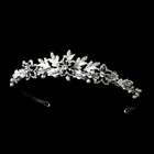   Glance Fashions Silver Crystal White Pearl Black Floral Bridal Tiara