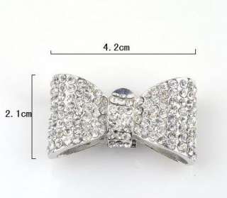 Woman Fashion Tiebow Crystal Shoe Clip Accessory Flower Brooch 2pcs 