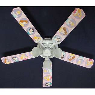   Pink Princess Print Blades 52in Ceiling Fan Light Kit 