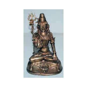  Shiva Sitting With Trident   8 Detailed Brass Statue 