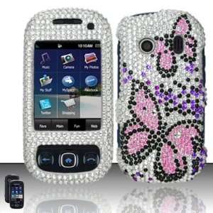 Full diamond pink butterfly design with silver and purple gems for the 
