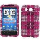 HTC Inspire 4G Full Bling Hot Pink/Black Checkered Snap On Protector 