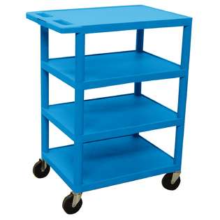 Luxor 4 Shelf Banquet utility Cart Blue 18W x 36H 