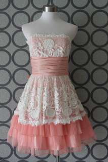 Betsey Johnson Cotton Tape Woven Lace Dress Pink  