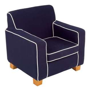 KidKraft Kids Club Chair with Cushion and White Piping in Navy Fabric 