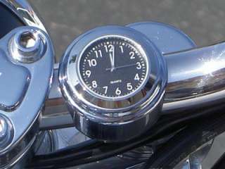 ¼ CHUBBY BAR MOTORCYCLE HANDLEBAR CLOCK  WATERPROOF   BLACK  