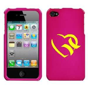  APPLE IPHONE 4 4G YELLOW HURLEY HEART ON A PINK HARD CASE 