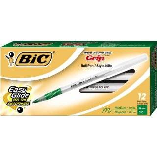 BIC Ultra Round Stic Grip Ball Point Pen, Green Ink, Medium (1.0 mm 