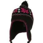 e4Hats Adult Knit Aviator Beanie Hat   Black Pink