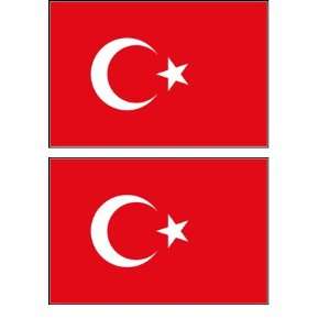  2 Turkey Turkish Flag Stickers Decal Bumper Window Laptop 