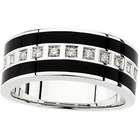   Fashion Ring 14K White 1/4 CT TW Bridal Gents Onyx/diamond Band