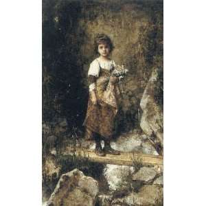   Peasant Girl on a Footbridge, By Harlamoff Alexei