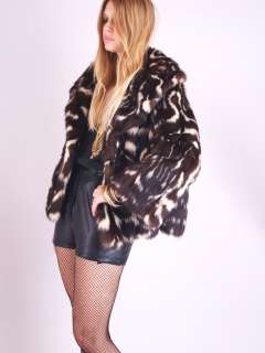 Vtg SPOTTED SKUNK FUR Civet Cape Dress HUGE COLLAR Jacket Sable Mink 