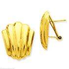 FindingKing 14K Yellow Gold Omega Clip Stud Earrings Jewelry