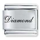Pugster Edwardian Script Font Name Diamond Italian Charm Bracelet