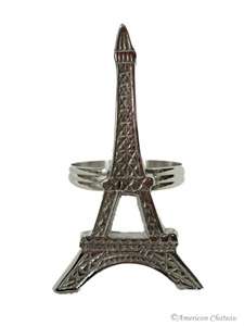 New Set 4 Silver Eiffel Tower Paris Napkin Holder Rings  