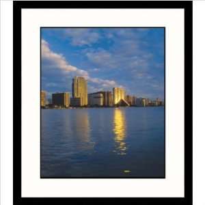 Miami Skyline Framed Photograph   Adam Jones Frame Finish Black, Size 