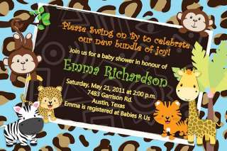 20 PHOTO JUNGLE Mod MONKEY Baby Shower Invitations Invites ZOO 