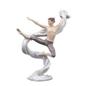  9.75 inch Porcelain Figure Boy Gymnast in Grey Tumbling 
