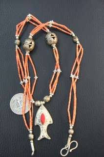 AFGHAN TRADITIONAL ALPACA AND CORAL STONE NECKLACE ATS  
