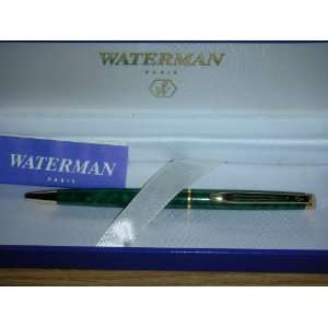 Waterman Hemisphere Green Marble Lacquer Ballpoint Pen With23 Kt Gold 