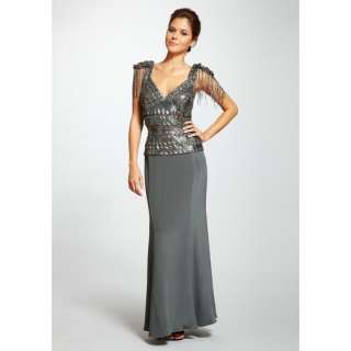 NWT BASIX occasion formal metallic fringe lace up dress $790 8  