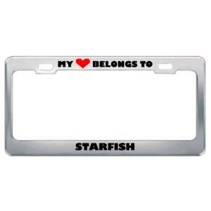 My Heart Belongs To Starfish Animals Metal License Plate Frame Holder 